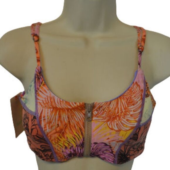 Maaji Reversible Floral Zip-Up Bikini Top Size: L NWT - Picture 1 of 4